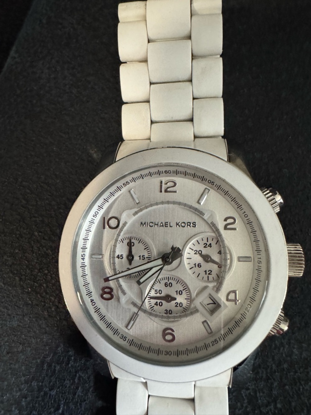 Michael Kors Silver and White Men's Chronograph Watch
